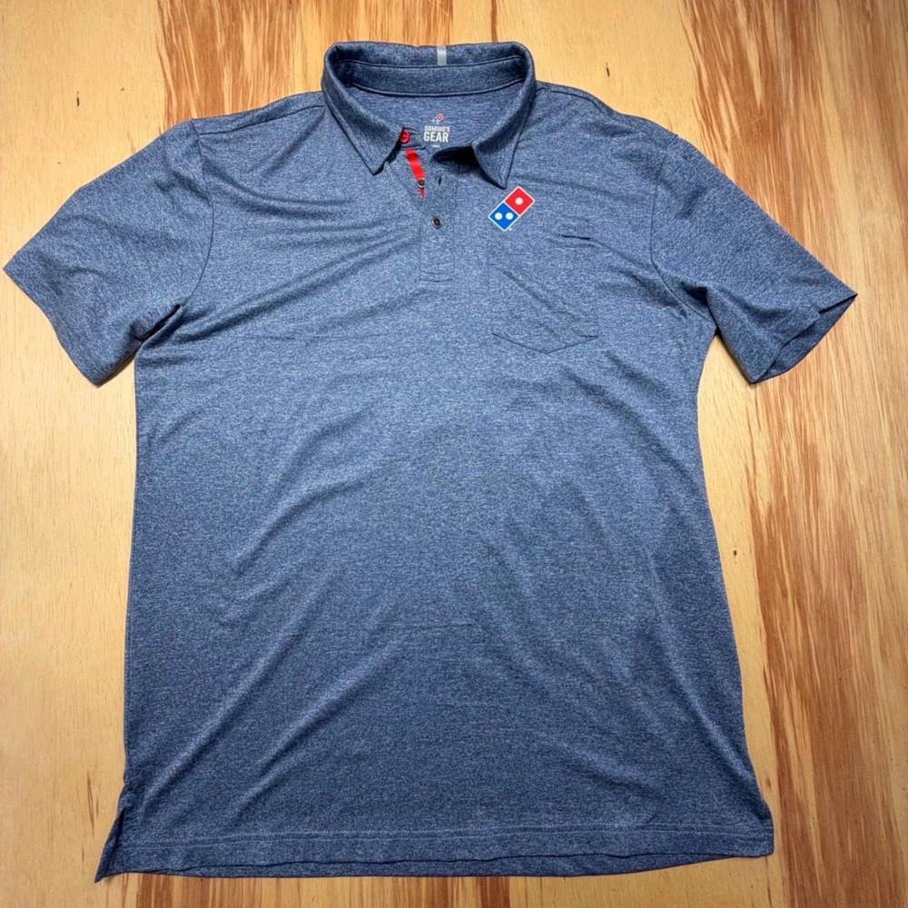 Domino's Pizza Gear Polo Shirt Large Bue Gray Performance‎ Uniform